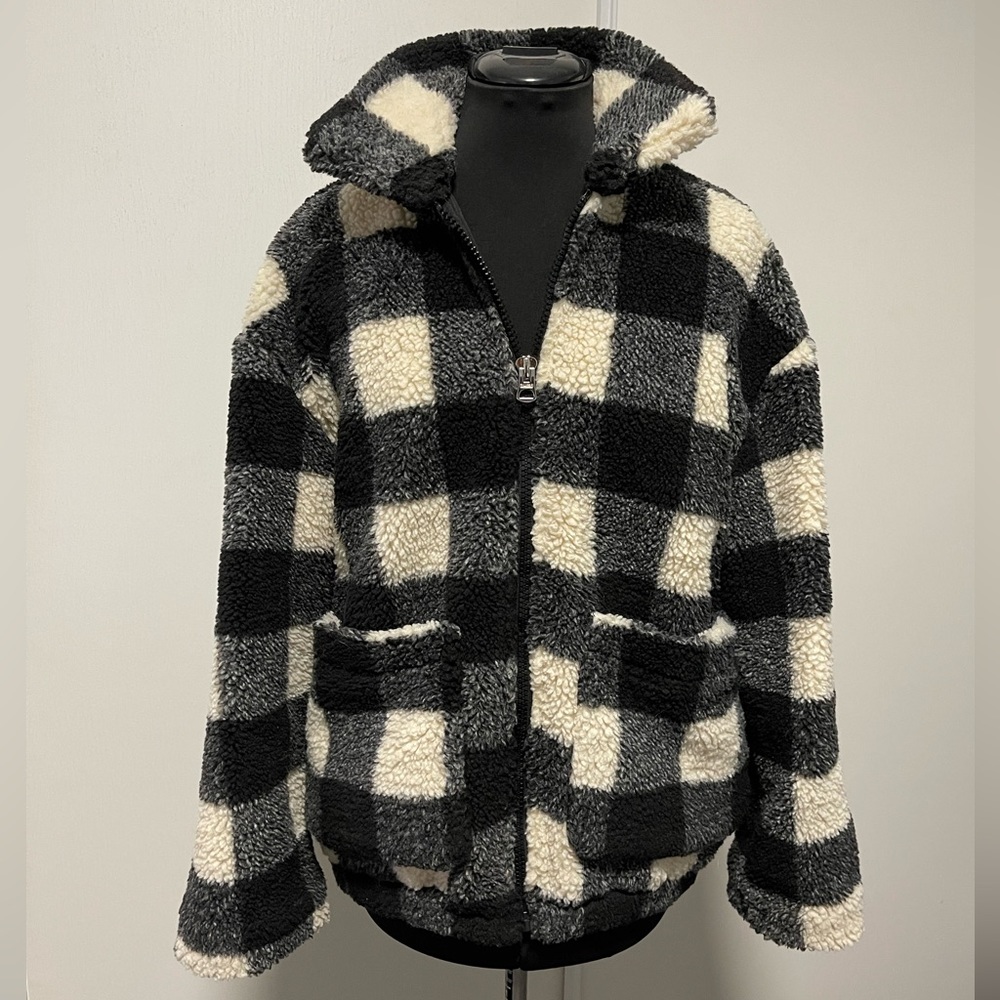 Pull&Bear- Plaid teddy jacket